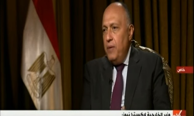 Foreign Minister Sameh Shoukry during his interview with Sky news channel on Friday December 6. - Screen shot from Sky news channel 