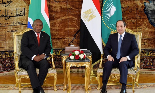 President Abdel Fatah al-Sisi received his South African counterpart Cyril Ramaphosa in Ittihadiya presidential palace. December 12, 2019. Press Photo 