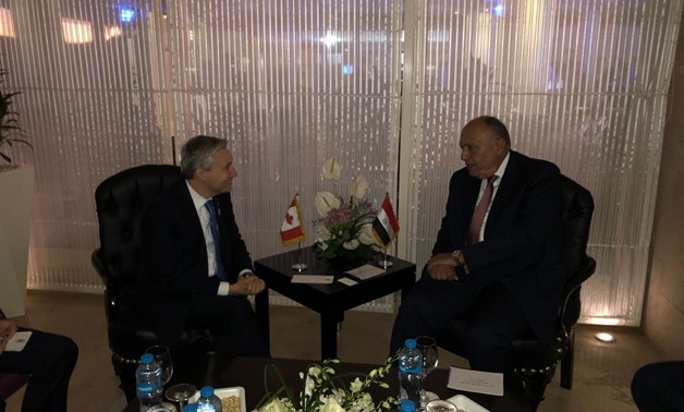 Egyptian Foreign Minister Sameh Shoukri and his Canadian counterpart François-Philippe Champagne probed on Wednesday means of boosting bilateral relations - Press photo