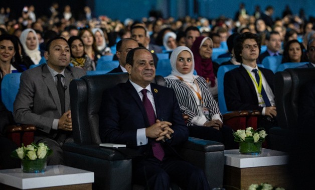 President Abdel-Fatah al-Sisi during the session "Artificial Intelligence & Humans: Who is in Control?" at the 2019's the World Youth Forum - Via Twitter 