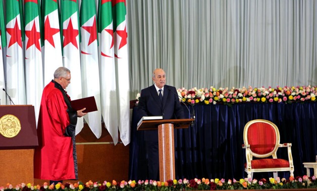 Newly elected Algerian President Abdelmadjid Tebboune takes the oath during a swearing-in ceremony in Algiers, Algeria December 19, 2019. Ramzi Boudina, REUTERS
