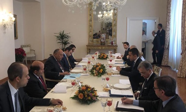 FILE - Egypt’s Foreign Minister Sameh Shoukry discussed on December 5th the latest updates regarding Libya’s political conflict with his Italian counterpart Italian Foreign Minister Luigi Di Maio in Rome