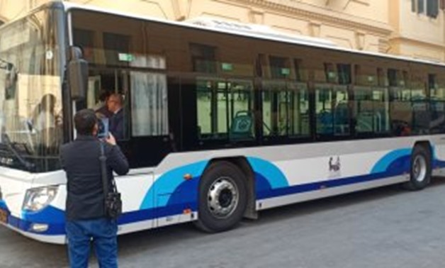 Egypt’s first ever electric bus running in Cairo between Abdel Moneim Reyad Square in Downtown and the American University in Cairo (AUC) in the 5th Settlement