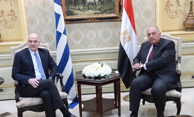 Greek Foreign Minister Nikos Dendias made a short visit to Cairo coming from Libya, during which he met Shoukry - Courtesy of the Egyptian Foreign Ministry