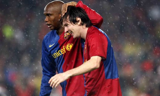 Messi and Eto'o celebrate one of Barcelona goals, poto courtesy of AS.com 