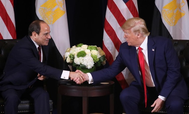 U.S. President Donald Trump meets with Egypt's President Abdel Fattah el-Sisi on the sidelines of the annual United Nations General Assembly in New York City, New York, U.S., September 23, 2019. REUTERS/Jonathan Ernst