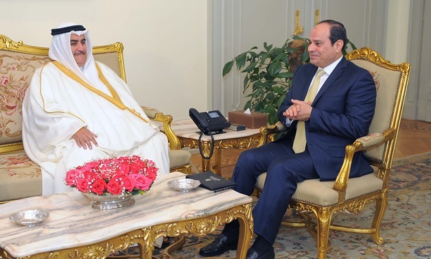 President Abdel Fatah al-Sisi meeting with Bahraini Minister of Foreign Affairs Khaled bin Ahmed Al Khalifa on March 8, 2018
