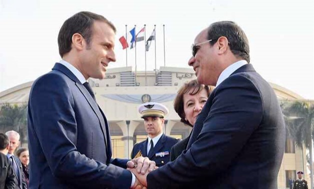 French President Emmanuel Macron (L) meets with Egyptian President Abdel Fattah el-Sisi - Courtesy of the Presidency