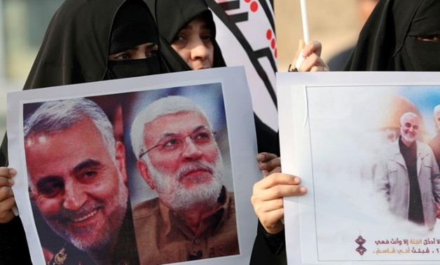 Mourners attend the funeral of the Iranian Major-General Qassem Soleimani, top commander of the elite Quds Force of the Revolutionary Guards, and the Iraqi militia commander Abu Mahdi al-Muhandis, who were killed in an air strike at Baghdad airport, in Ba