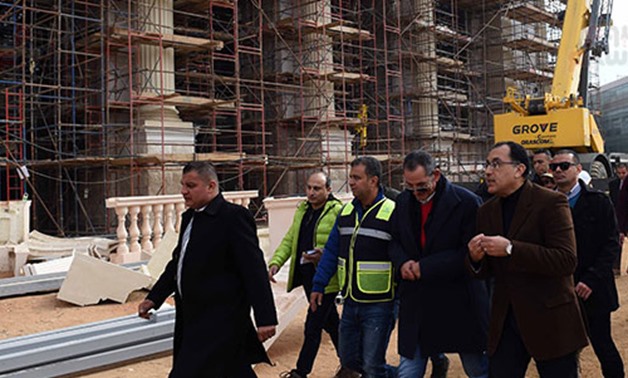 Prime Minister Mustafa Madbouli inspects the new parliament headquarters and an Islamic cultural center in the New Administrative Capital - Press Photo