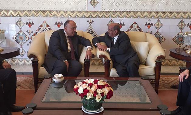 Foreign Minister Sameh Shoukry  (L), Abdel Kader Messahel (R) - Press Photo
