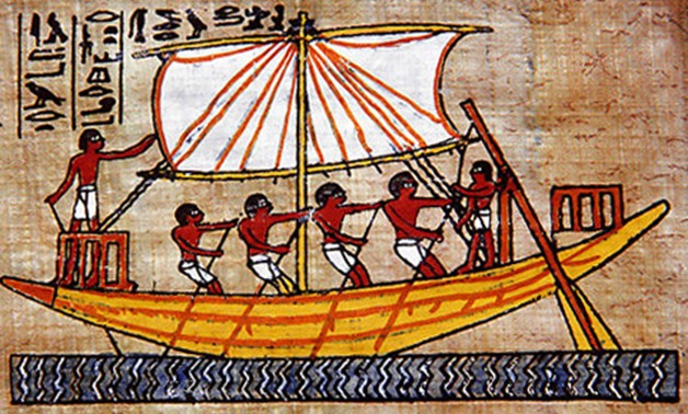 Example of an ancient Egyptian boat on a piece of Papyrus - Wiki