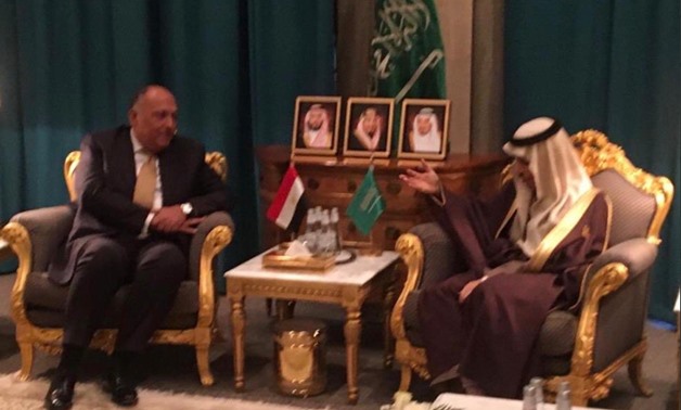 Foreign Minister Sameh Shoukry held a session of talks in Riyadh on Monday with his Saudi counterpart Prince Faisal bin Farhan bin Abdullah bin Faisal Al Saud - Press Photo