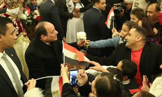 President Abdel Fatah al-Sisi receives warming reception from Coptic Christians at 2020 Christmas Eve mass at the Cathedral of the New Administrative Capital- Egypt Today/Karim Abdel Aziz