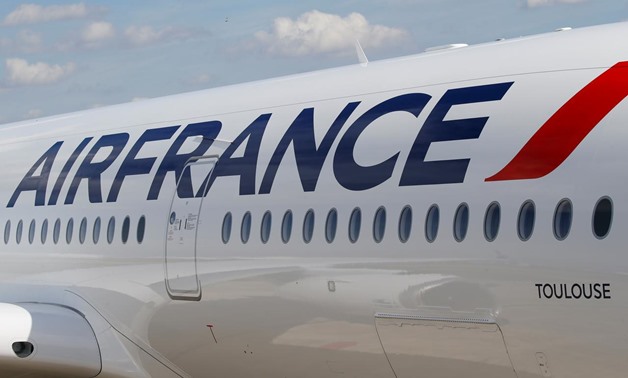 Logo of Air France is pictured on an Airbus A350 at the builder's headquarters in Colomiers near Toulouse, France, September 27, 2019. REUTERS/Regis Duvignau
