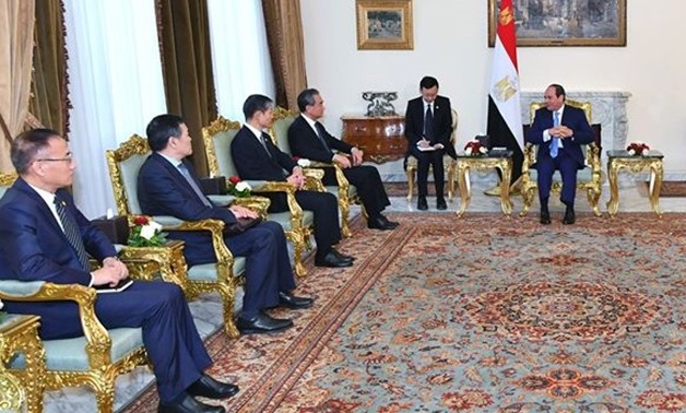 Chinese Foreign Minister Wang Yi expressed China’s keenness to enhance partnership with Egypt, as he met with President Sisi - Courtesy of the Presidency