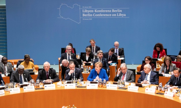 European Union's Foreign Policy Chief Josep Borrell, German Foreign Minister Heiko Maas, German Chancellor Angela Merkel, United Nations Secretary-General Antonio Guterres and U.N. Envoy for Libya, Ghassan Salame attend the Libya summit in Berlin, Germany