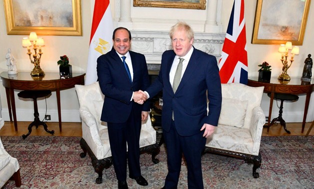 President Abdel Fatah al-Sisi met with UK Prime Minister Boris Johnson on Tuesday in London - Press Photo