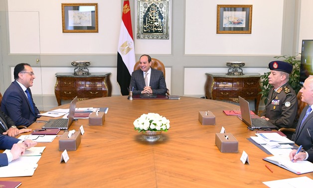 Egypt’s President Abdel Fattah al-Sisi on Wednesday met with a number of ministers, to discuss the issue of the construction of the Grand Ethiopian Renaissance Dam (GERD) - Courtesy of the Presidency
