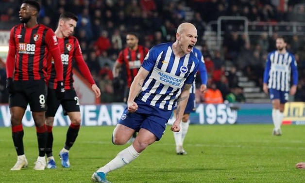 FILE PHOTO: Soccer Football - Premier League - AFC Bournemouth v Brighton & Hove Albion - Vitality Stadium, Bournemouth, Britain - January 21, 2020 Brighton & Hove Albion's Aaron Mooy celebrates scoring their first goal REUTERS/David Klein
