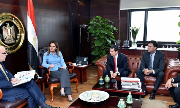 Minister of Investment Sahar Nasr with Ambassador of Mexico Jose Octavio Trip and CEMEX Egypt head Ramon Rodrigo Piza- Press Photo