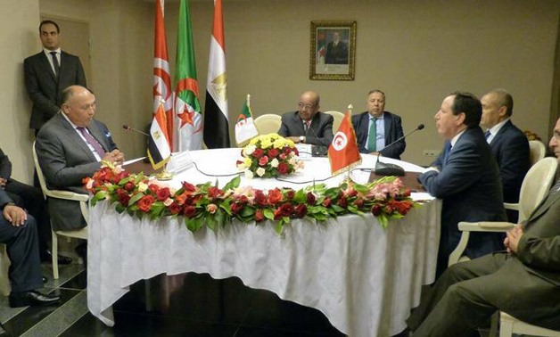 Foreign ministers of Egypt (L), Algeria (M) and Tunisia (R) hold tripartite talks on Libya – press photo