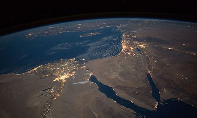 Nighttime View of Northern Egypt and the Sinai Peninsula - Wikimedia commons