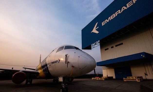 An Embraer E-175 jet sits outside the factory for Embraer's E-Jet family - Reuters