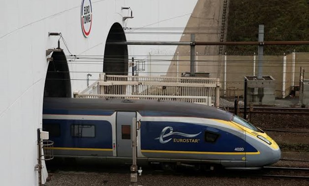 FILE PHOTO: An Eurostar high speed train enters the Channel Tunnel in Coquelles, near Calais France, March 1, 2019. REUTERS/Pascal Rossignol/File Photo
