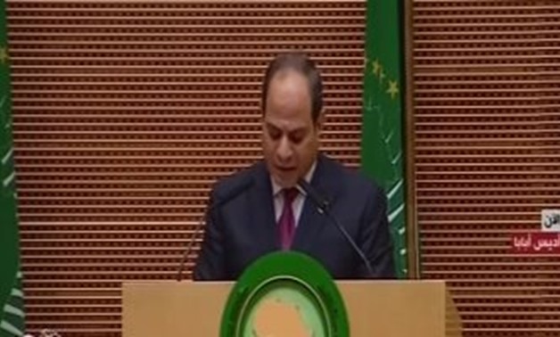 President Abdel Fatah al-Sisi during his speech in AU Summit - Screen Shot from Al-Ola channel
