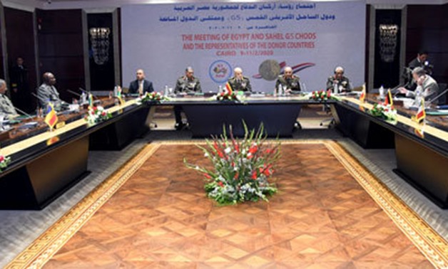 Egyptian Chief of Staff Mohamed Farid and G5 Sahel chiefs of staff in a meeting in Cairo on February 9-11, 2020. Press Photo
