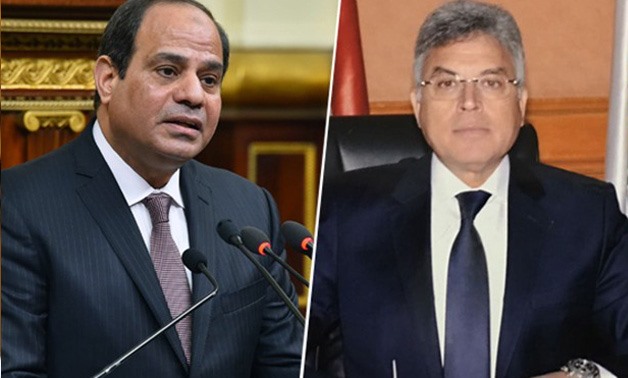 President Abdel Fatah al-Sisi (L) and Chairman of the Administrative Control Authority Mohamed Erfan (R)