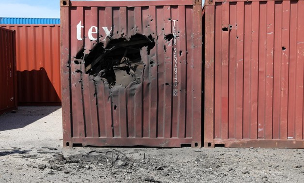 A damaged container is seen at Tripoli port after an attack, Libya February 19, 2020. REUTERS/Ismail Zitouny