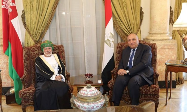 Egypt's Minister of Foreign Affairs Sameh Shoukry meets with his Omani counterpart Yusuf bin Alawi - Press photo