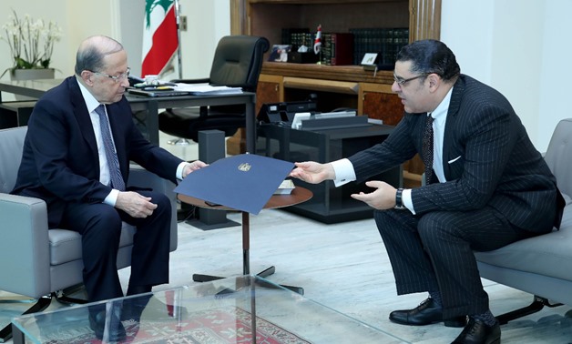 Egyptian Ambassador to Beirut Yasser Allawi handed Lebanon’s President Michel Aoun a message from President Abdel Fattah al-Sisi - Press photo