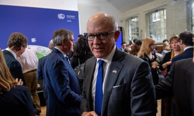 FILE PHOTO: U.S. Ambassador to the United Kingdom, Woody Johnson, is pictured after listening British Prime Minister Boris Johnson and David Attenborough during a conference about the UK-hosted COP26 UN Climate Summit, at the Science Museum in London, Bri