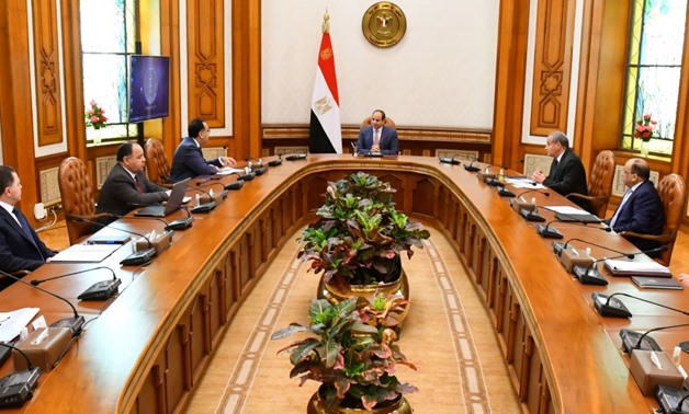 President Abdel Fattah El-Sisi meets with the cabinet members on Monday, March 30, 2020- press photo.