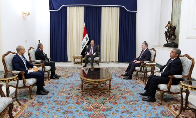 Iraqi President Barham Salih on Thursday discussed with Egypt’s ambassador to Iraq cooperation between the two countries – Courtesy of the Iraqi Presidency