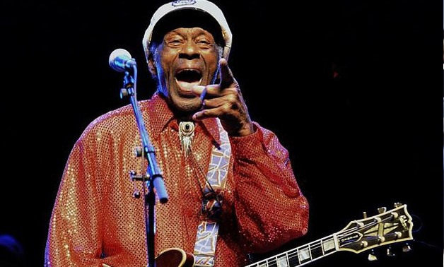 Late rock 'n' roll legend Chuck Berry, shown here in Uruguay in 2013, projects a youthful spirit on his final album, a posthumous work that is being released Friday - AFP