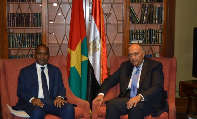 Egypt's foreign minister Sameh Sourkry with Burkina Faso's foreign minister Alpha Barry Press Photo