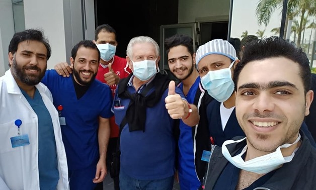 Italian tourist leaves quarantine hospital in Ismailia after recovery from Coronavirus.