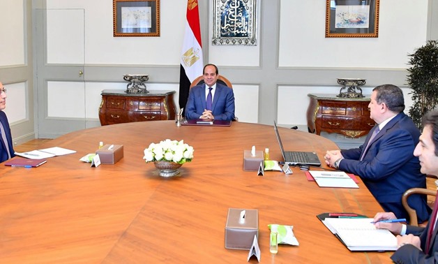 President Abdel Fattah el-Sisi holds a meeting with Prime Minister Mustafa Madbouli and Minister of State for Information Osama Heikal - The Egyptian Presidency