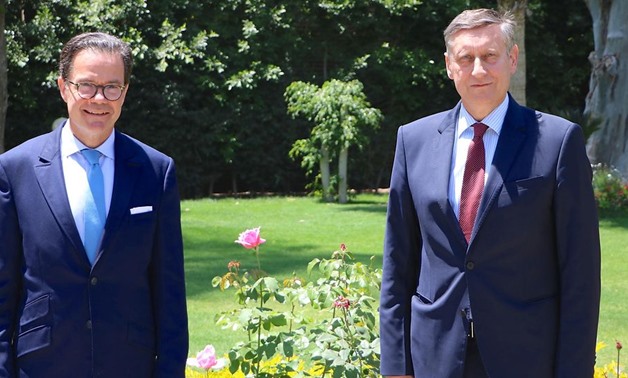 French Ambassador Stephane Romatet and German Ambassador Cyrill Nunn (R) – Courtesy of the German Embassy in Egypt