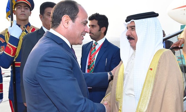 Bahrain's King Hamad bin Isa Al Khalifa hailed his country's strong relations with Egypt and the developmental progress Egypt is witnessing, in a meeting with President Abdel Fattah el-Sisi on Thursday in Cairo - Courtesy of the Egyptian Presidency