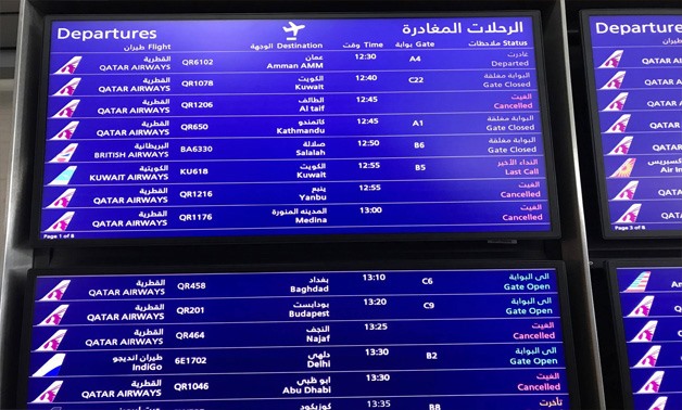 Flights display screen at Doha International Airport - Photo courtesy of The Points Guy website