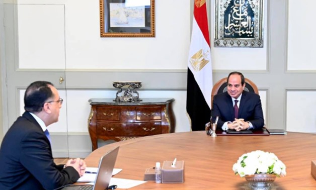 President Abdel Fattah El Sisi meets with Prime Minister Mustafa Madbouli to review the state’s efforts to fight coronavirus during Eid Al-Fitr – Courtesy of the Presidency