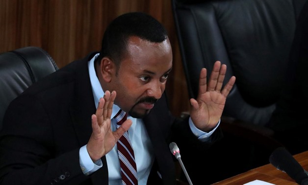 Ethiopia’s Prime Minister Abiy Ahmed speaks during a session with the Members of the Parliament in Addis Ababa, Ethiopia, October 22, 2019. REUTERS/Tiksa Negeri