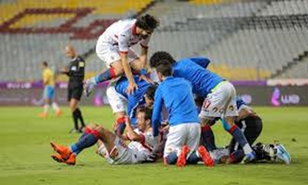 File- Zamalek players celebrate scoring against Ismaily 