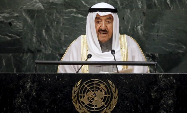 Kuwait's Emir Sheikh Sabah Al-Ahmad Al-Jaber Al-Sabah addresses a plenary meeting of the United Nations Sustainable Development Summit 2015 at the United Nations headquarters in Manhattan, New York September 26, 2015 - REUTERS