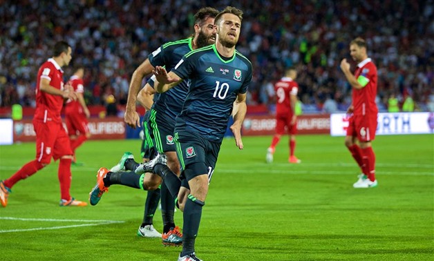 Ramsey celebrating his goal – Wales FA official Facebook account